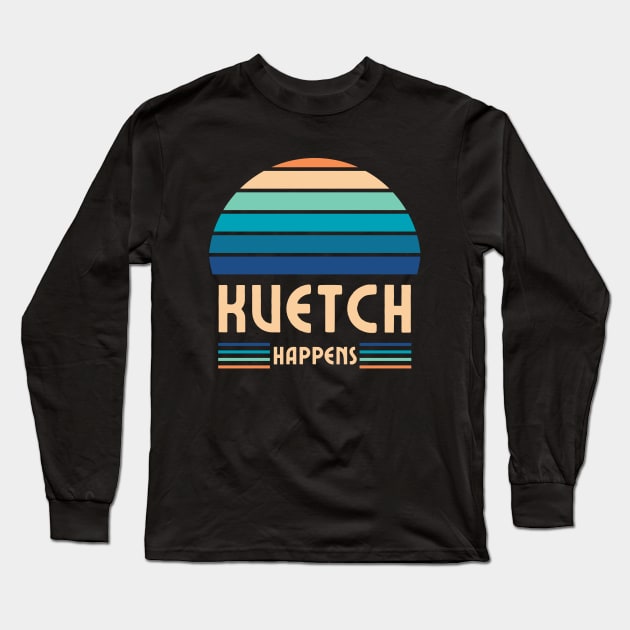 Kvetch Happens, Jewish Humor, Funny Yiddish, Retro Sunset Long Sleeve T-Shirt by ProPod